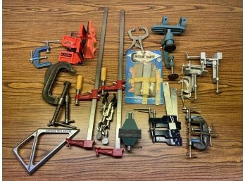 Lot Of Clamps And Vises Etc