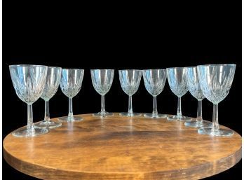 Eight Vintage Crystal Stemmed Glasses