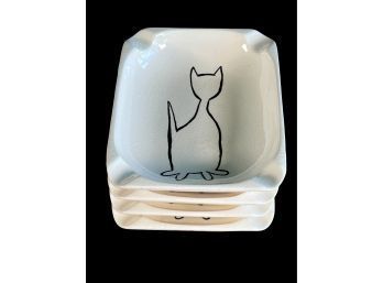 Lot Of Four Vintage Kitty Cat Themed Ashtrays