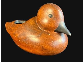 Vintage Wooden Duck With Flower Frog Inside