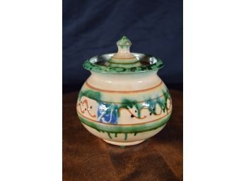 Beautiful Vintage Small Glazed Lidded Jar