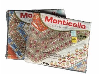Two Vintage Monticello New Old Stock Flat Sheets