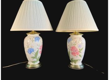 Pair Of Vintage Floral Table Lamps