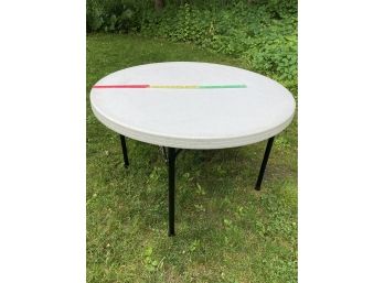 White Circular Table Lot #2 With Folding Legs 46in Across