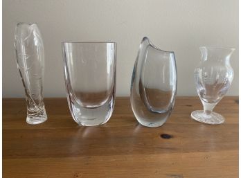 Collection Of Crystal And Glass Vases Lenox Poland Kosta Boda Signed Sydow Marked And A Cut Glass Beautiful