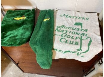 The Masters Augusta National Golf Club Swag Two Bag Towels Fuzzy Shoe Bag