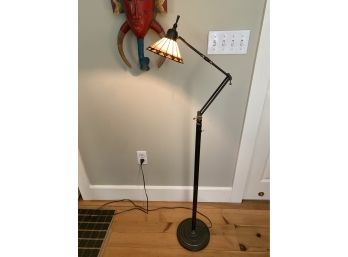 Articulating Brushed Brass Stained Glass Floor Lamp 3 Way Switch Off Low High Quality