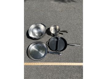 Cookware, Techef Pan, Crate & Barrel Mixing Bowl, Amazon Basics  Fry Pan,