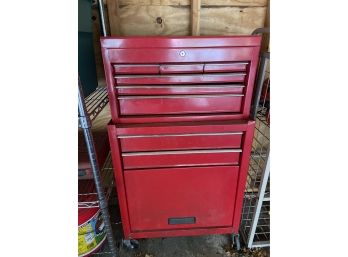 Red Metal Tool Cabinet With Various Tools 24x13x43 With Keys