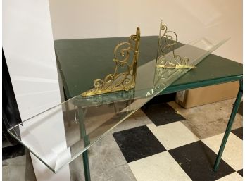 Brass Brackets With Long Beveled Glass Shelf 5ft6in X 7in