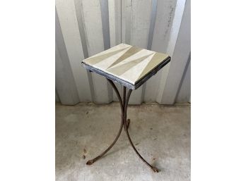 Small Tile And Iron Side End Table 8x8x22in