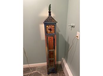 Hand Painted Storage Tower Shelves With Clock 10x62x7 Clock Needs Adjusting