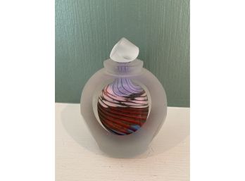 Signed Handblown Art Glass Perfume Bottle 4.5x3.25