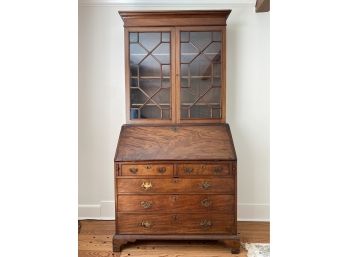 Antique Slant Drop Front Desk Secretary Hutch Bookcase Maple 42x87x22 Two Pieces Early Beautiful Furniture