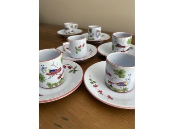 Demitasse Espresso Coffer Cups And Saucers Set 6 Made In Italy P/416 In Very Good Condition Hand Painted