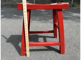 Solid Wooden Red Stool, Pretty Cushy For The Tushy. 19x14x20.5