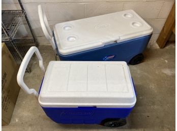 Two Rolling Coleman Coolers Xtreme 36x17x18 Very Clean In Great Condition Like New Not A Yeti But Still Cool