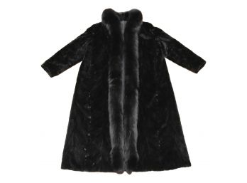 Stunning Women Full Length Fur Chevon Coat