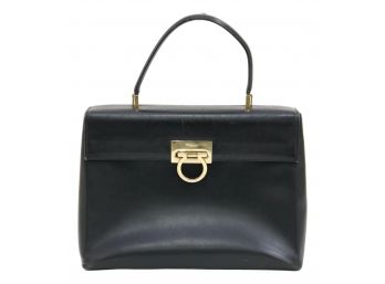 Salvatore Ferragamo Leather Top Handle Bag With A Gold Gancini Clasp No E218791