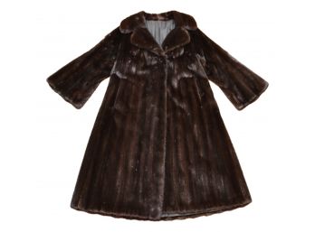 Womens Classic Notch Collar Long Mink Mahogany Coat