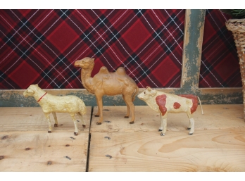 Antique Nativity Animals - Sheep, Cow, Camel