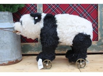 Steiff Mohair Panda On Wheels With Growler
