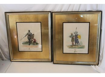 2 Old Hand Colored Engravings Of Knights Meyrick