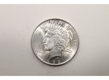 1922 Peace Dollar Silver Coin Bu Shape