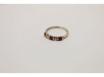 14k Yellow Gold Ruby Cz Ring Size 7.5