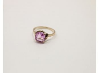 Vintage 10k Yellow Gold Pink Sapphire Ring Size 6.25