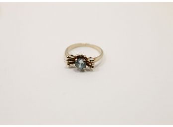 Vintage Art Deco Style 10k Yellow Gold Blue Topaz Ring Size 6