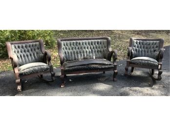 Antique Settee & Two Rocking Chairs