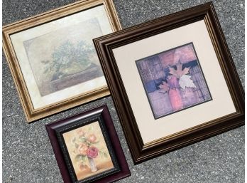 A Trio Of Framed Floral Prints