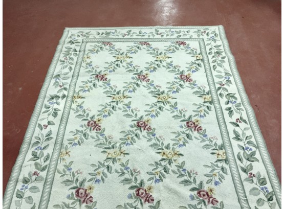 Carpet With Green/Beige Floral Diamond Hatch Pattern. (Click On Photograph For Full Description And Additional Photos)