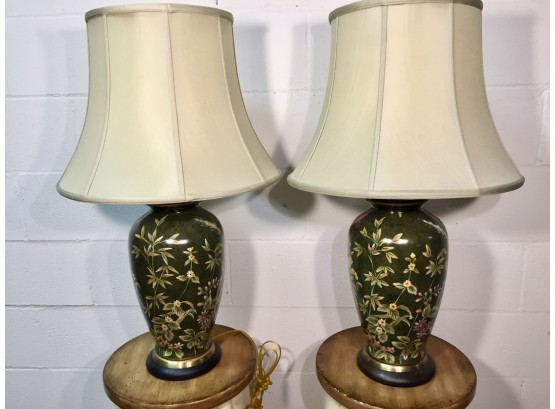 Pair Of Asian Urn Form Table Lamps  (Click On Photograph For Full Description And Additional Photos)