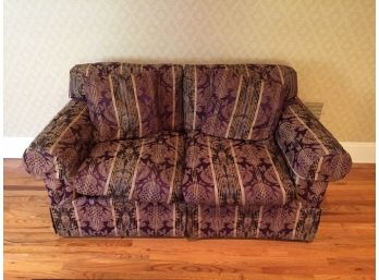 Bernhardt Damask Upholstered Loveseat.(Click On Photograph For Full Description And Additional Photos)