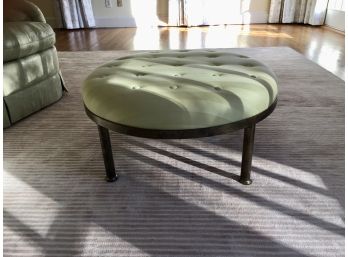 Custom Round Tufted Cushion Ottoman With Wrought Iron Frame. (Click On Photograph For Full Description And Additional Photos)