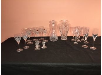 Beautiful Saint Jacques Cut Crystal Stemware, Decanter, Vase And More.(Click On Photograph For Full Description And Additional Photos)