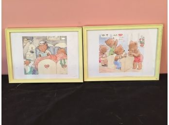 Two Kids Framed Bear Prints (Click On Photograph For Full Description And Additional Photos)