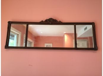 Antique Carved Wood Frame Three Panel Mirror. (Click On Photograph For Full Description And Additional Photos)