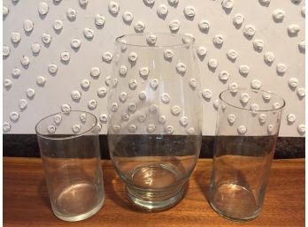 Three Simple Glass Vases (Click On Photograph For Full Description And Additional Photos)