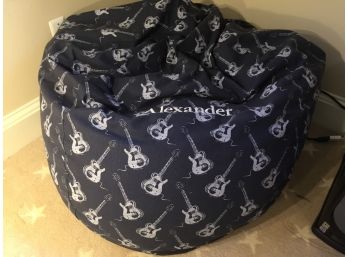 Beanbag Chair With Electric Guitar Print. (Click On Photograph For Full Description And Additional Photos)