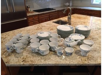 Herend Fifty Nine Piece Kek Petunia Pattern Dinner Service.(Click On Photograph For Full Description And Additional Photos)