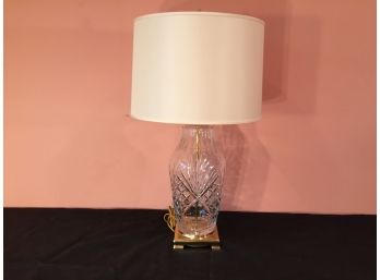 Elegant Glass Crystal Lamp On Brass Base. (Click On Photograph For Full Description And Additional Photos)