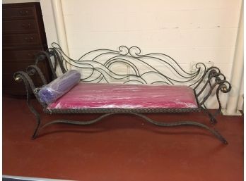 Handmade Wrought Iron Chaise Lounge With Custom Made Cushion (Click On Photograph For Full Description And Additional Photos)