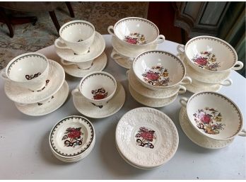 Wedgwood Bullfinch China Soup Bowls & Tea Set - 33 Pieces