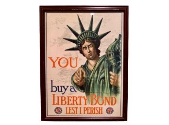 Antique Liberty Bonds Advertising Print C.1917 - 'You Buy A Liberty Bond Lest I Perish'