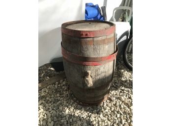 Antique Key Barrel With Wood Spout