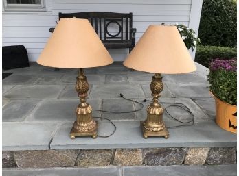 Pair Gold Lamps