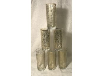Set Of 6 Cocktail Glasses With Gold Design 6 Tall